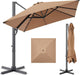 10X10Ft Cantilever Patio Umbrella, 5 Year Fade Resistant 260 GSM Canopy, Smooth Tilt Adjustment, and Aluminum Frame - Tan