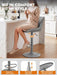 Swivel Bar Stools Set of 2, Height Adjustable Counter Height Bar Stools with Open Back and Footrest, Premium Faux PU Leather, Modern Upholstered Bar Chairs for Kitchen Island/Bar/Counter, Gray