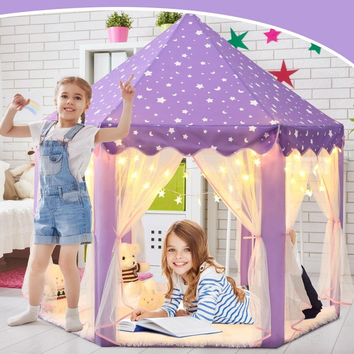 Purple Princess Castle Play Tent With 55x53 Inches