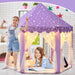 Purple Princess Tent for Girls, Kids Play Tent with LED Small Star Lights, Castle Playhouse Tent for Children Toddlers Indoor Outdoor Games, 55×53 Inches