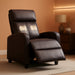 Recliner Chair Breathable Padded PU Leather Massage Single Sofa Recliners for Small Recliner Chair with Footrest Home Theater Seating for Bedroom Living Room,Brown