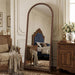 71" X 28" Arched Full Length Mirror, Antique Beaded Frame Floor Standing or Wall Mounted Mirror with Stand for Bedroom, Entryway, Brown, Luxury Style
