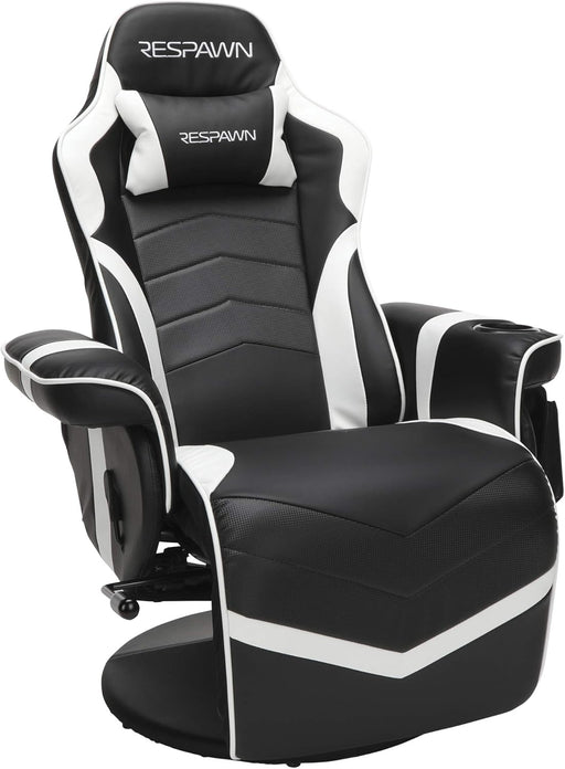 900 Gaming Recliner - Video Games Console Recliner Chair, Computer Recliner, Adjustable Leg Rest and Recline, Recliner with Cupholder, Reclining Gaming Chair with Footrest - White