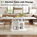 63" Modern White Faux Marble Dining Table for 6 with Storage Cabinet | Rectangular Kitchen Dinner Table with 3-Tier Shelves and an Acrylic Door, Seats 4-6,Table Only for Dining Room and Apartment