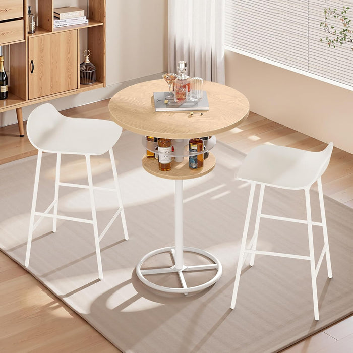 36” High Top Bar Table, Sturdy Frame with Metal Base for Cocktail, Pub, Easy Assembly, Oak