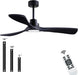 52" Wood Ceiling Fan with Lights with Remote Control Ceiling Fan, 3 Wood Blades, Solid Wood Ceiling Fan Indoor Outdoor for Dining Room, Living Room, Farmhouse, Etc. (Black)…