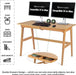 Writing Computer Desk 46" Bamboo Home Office Table with 2 Drawers, Modern Furniture Simple Study Makeup Workstation