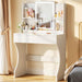 Compact White Vanity Desk With Dimmable Illumination