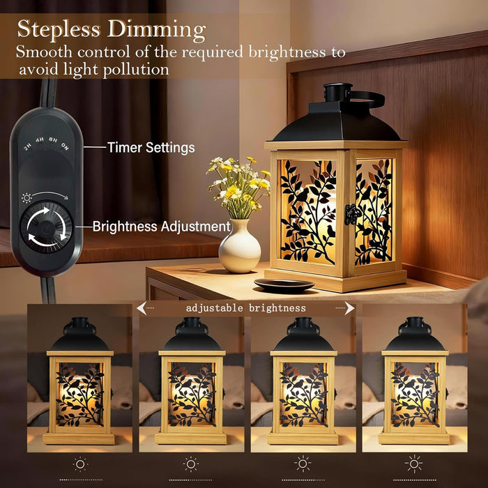 Candle Warmer Lamp, with Timer and 2 Bulbs Dimmer Farmhouse Lantern for Top-Down Adjustable Candle Warmer, Electric Lamp for Jar Candles, Auto Shut off Home Decor Gift for Women (Handmade Wood)