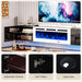 80" Floating TV Stand with 40" Electric Fireplace, Modern Entertainment Center with Storage, Adjustable 12-Color LED Lights, Fire Place TV Console for Living Room, Black+White
