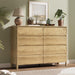 Oak 8 Drawer Dresser for Bedroom, 55" Wide Modern Wood Dresser