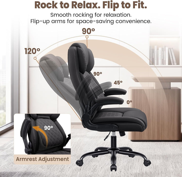 Ergonomic Office Chair, Big and Tall Leather Desk Chair with Lumbar Support