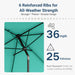 6.5' X 10' Rectangular Patio Umbrella Large Outdoor Market Umbrella W/ UV Protection, Push Button Tilt and Crank Lift, Rectangle Table Umbrella for Garden, Deck, Pool, Patio, Turquoise Blue