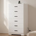 48" Tall Dresser for Bedroom Chest of Drawers with Power Outlets Wood 6 Drawers Dresser with Large Storage Space and Metal Handles Modern Closet Storage Drawer for Living Room Hallway White