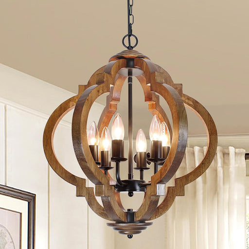 Farmhouse Chandelier for Dining Room, 6-Light Easy Install Rustic Chandelier over Kitchen Table. French Country Farmhouse Light Fixture for Entryway, Foyer, Bedroom & Living Room
