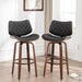26" Swivel Bar Stools Set of 2, Mid Century Modern Counter Height Barstools Black Leather Upholstered Bar Chairs for Kitchen Island/Dining Room/Cafe