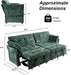 3 in 1 Sleeper Sofa Bed Reclining Convertible Couch with USB & Wheels – Adjustable Lounge Chair for Living Room Apartment 3-Seater 89.8 Inch in Green