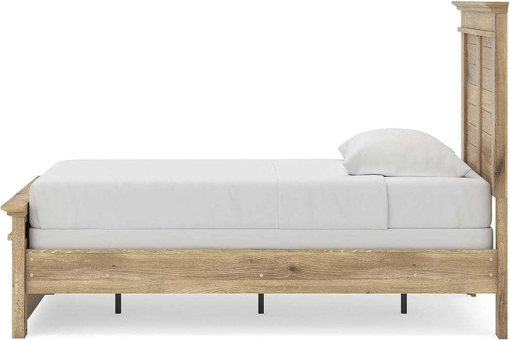 Signature Design by Ashley Fenderport Twin Bed Frame with Panel Headboard and Footboard, Cottage Bedroom Style for Kids and Guest Rooms, Natural Brown