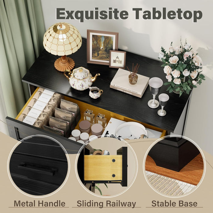 Tall Dresser for Bedroom,Farmhouse 5 Drawers Dresser, Chest of Drawer Chest, Multi-Tier Clothing Storage Cabinet, Black