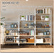 No Assembly 5 Tiers Folding Bookshelf Storage Shelves Vintage Bookcase Standing Racks Study Organizer Home Office (Natural White)