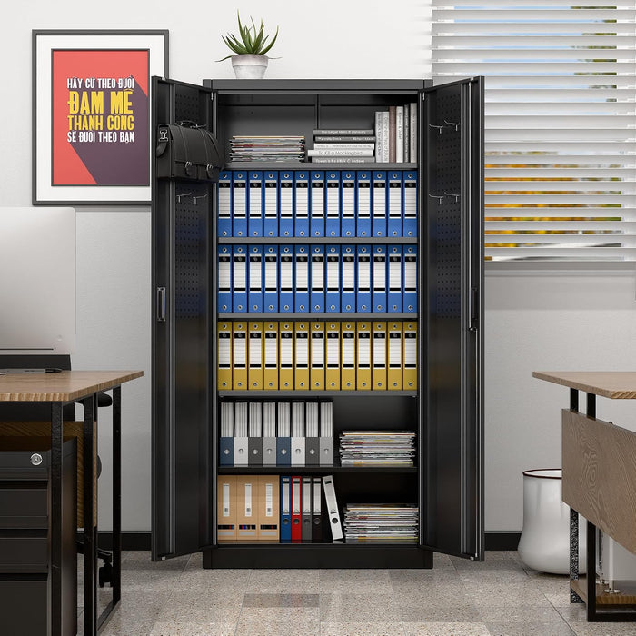 SeventyOne Inch IndustrialGrade Lockable Metal Cabinet Black