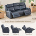 Genuine Leather Power Recliner Sofa, 3 Seater Wall Hugger Reclining Sofas with Power Headrest, USB & Typec Ports, Electric Recliner Couch Set for Living Room, Navy