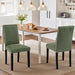 Upholstered Dining Chairs Set of 6, Modern PU Leather and Solid Wood Legs & High Back for Kitchen/Living Room- Green