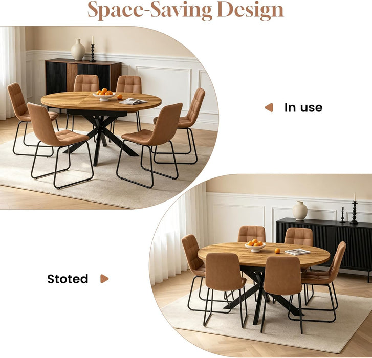 43"-59" Extendable Dining Table for 4-6, Heavy Duty X-Leg Table