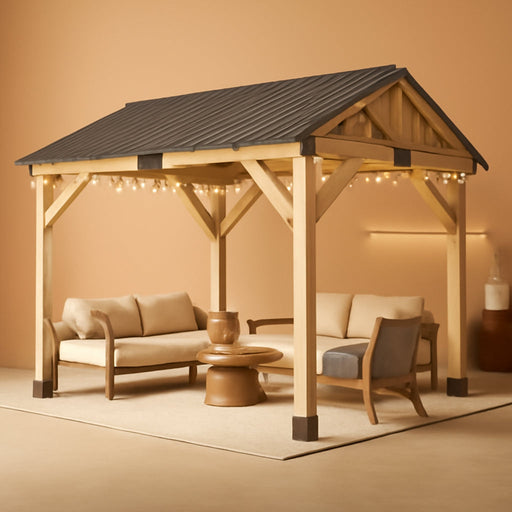 Premium Weatherproof Cedar Wood Gazebo 10x12 Hardtop