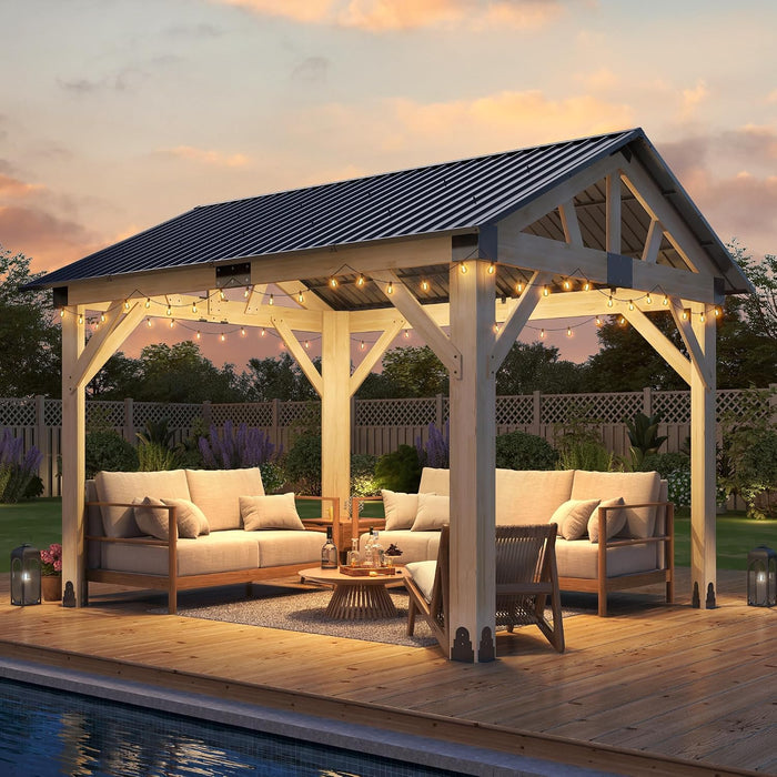 Premium Weatherproof Cedar Wood Gazebo 10x12 Hardtop
