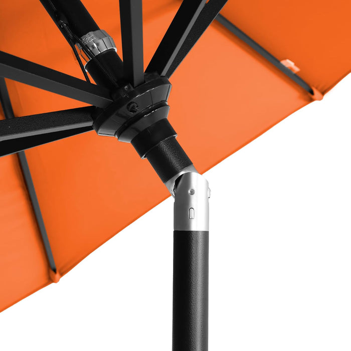 12-Year-Non-Fading, 9Ft Premium Sunbrella Patio Umbrella, Hand-Crank, Button-Tilt, Black Frame, Tuscan Fabric