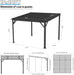 Domi 10’X10’ Lean-To Gazebo, Hardtop Wall-Mounted Gazebo Pergola with Sloping Galvanized Steel Roof and Upgraded Drainage System, Outdoor Permanent Metal Shelters for Patio Backyard Deck, Grey