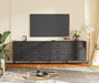 70 Inch Black Dresser for Bedroom, TV Stand for 65, 75, 80 Inch TV, 12 Fabric Drawer Long Dresser, Wide Chest of Drawer, Storage Units for Living Room