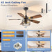 42-Inch Ceiling Fans with Lights: Caged Ceiling Fans Dual Finish 5 Blades - Rustic Ceiling Fan with Remote Control for Farmhouse Living Room Outdoor Porch (E26 Bulb Included)
