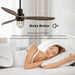 52 Inch Rustic Outdoor Ceiling Fan with Light and Remote, 3 Wood Blades, Include Bulbs Modern Black Farmhouse Industrial Ceiling Fan for Outdoor Ceiling Fans for Patios,Porch,Bedroom
