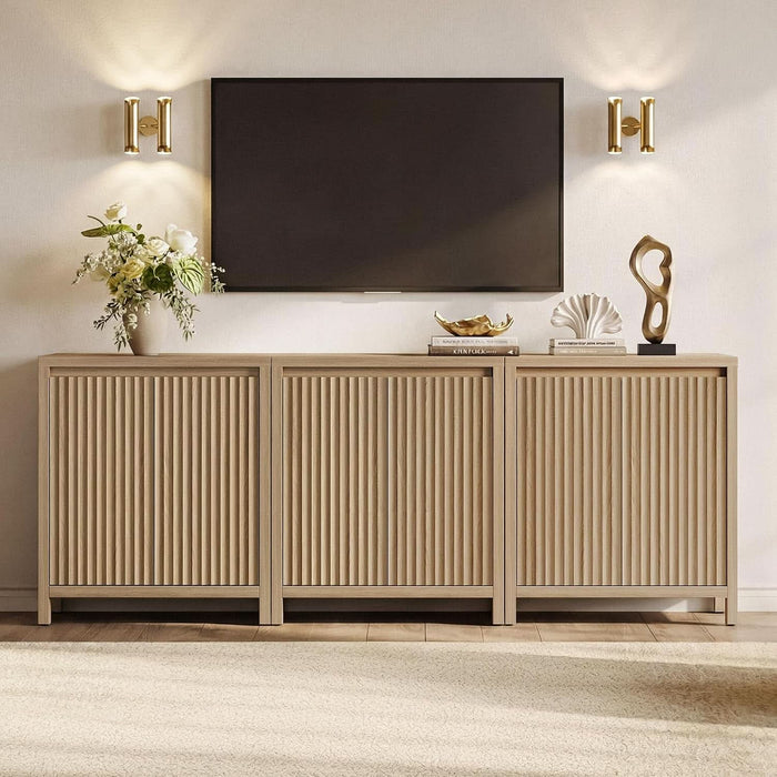 Sideboard Buffet Cabinet with Storage, Fluted Credenza Buffet Table