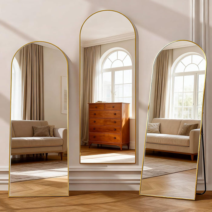 Arched Full Length Mirror, 56"×15" Large Floor Mirrors, for Wall Door Bedroom Bathroom Living Room (Gold)