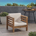 Great Deal Furniture Louise Outdoor Acacia Wood Club Chair with Cushion, Teak Finish and Beige