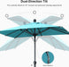 10' X 6.5' Rectangular Patio Umbrella Outdoor Table Umbrella Aluminum Frame Market Umbrella Sun Umbrella with 8 Sturdy Ribs Tilt for Garden Deck Lawn Pool Turquoise Blue