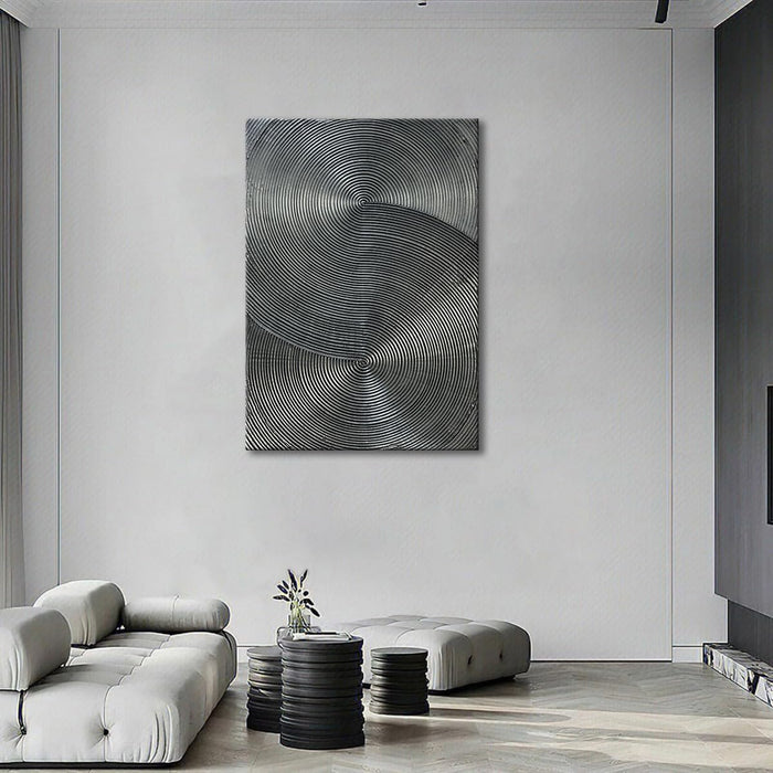Handmade Modern Abstract Painting 3D Texture Wall Art 28X40 Inches Minimalist Silver Gray Artwork Vertical Painting on Canvas Wall Decor