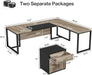 ExtraLarge LShaped Executive Desk RetroGray Drawer Cabinet