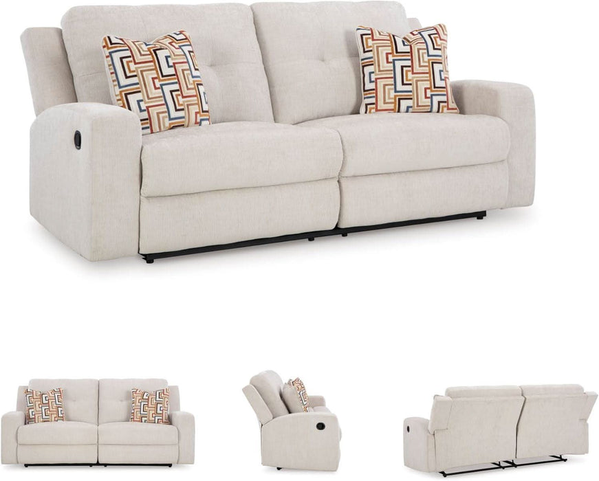 Danum Modern Tufted Manual Reclining Sofa with 2 Accent Pillows, Beige