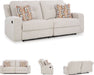 Danum Modern Tufted Manual Reclining Sofa with 2 Accent Pillows, Beige