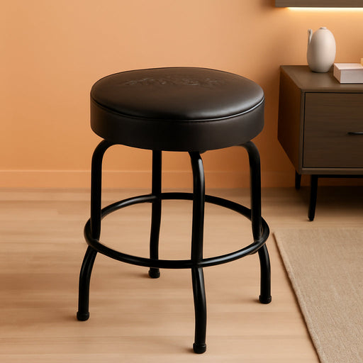 Embossed Black Logo Swivel Barstool, Great Gifts for Dad, with 1 Year Limited Warranty, Simple Assembly, Black/Black, 30"