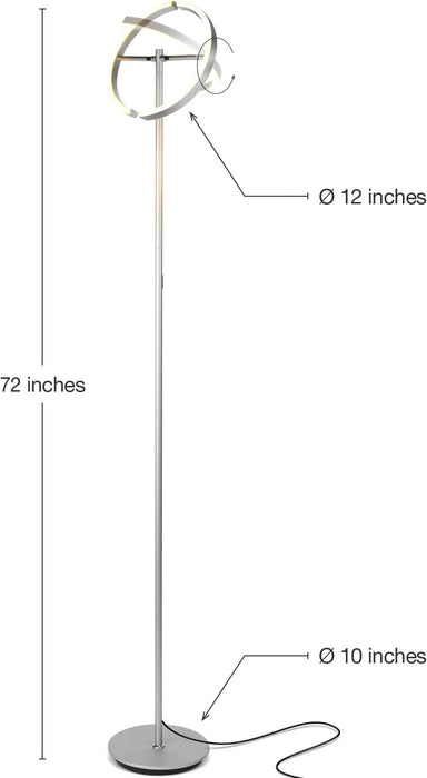 Halo Split Floor Lamp, Modern Bright LED Torchiere Floor Lamp for Offices - Dimmable, Tall Standing Lamp for Living Room or Bedroom - Adjustable Light W/Rotating Angles - Platinum Silver