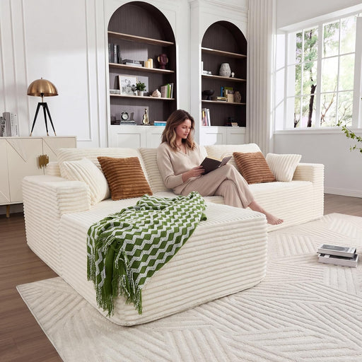 108 Inch White Revolutionized Sectional Sofa Chaise