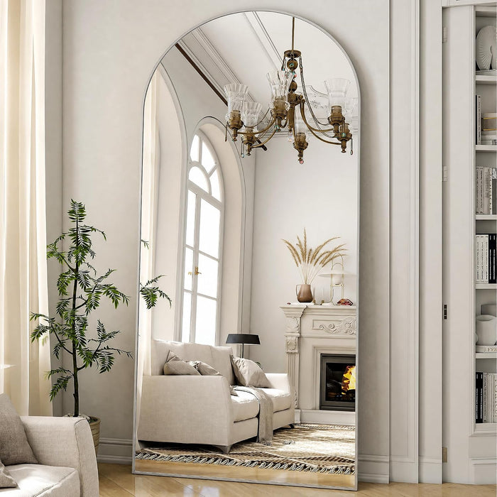 Arched Full Length Mirror 71"X26" Leaning Hanging Decor Silver