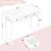 Makeup Vanity Desk No Mirror, 37.2 Inch Vanity with 3 Drawers, Girls Vanity Dressing Table for Bedroom, Small Vanity Table Home Office Desk for Small Spaces, White