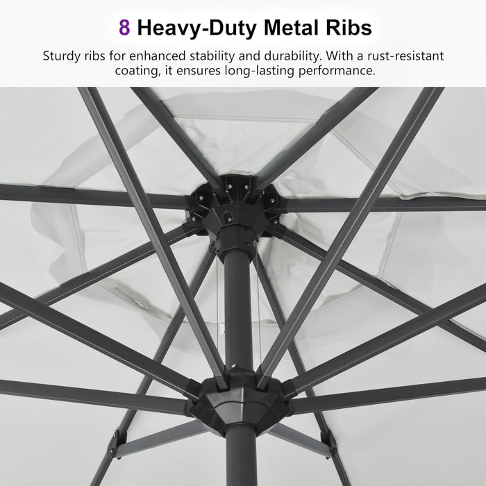 10' X 10' Square Patio Umbrella Outdoor Table Umbrella Aluminum Frame Market Umbrella Sun Umbrella with 8 Sturdy Ribs for Garden Deck Lawn Pool White