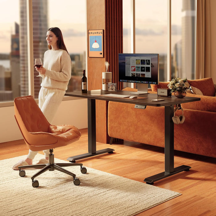 Standing Desk 48 × 24 Inch Electric Height Adjustable, Black Walnut